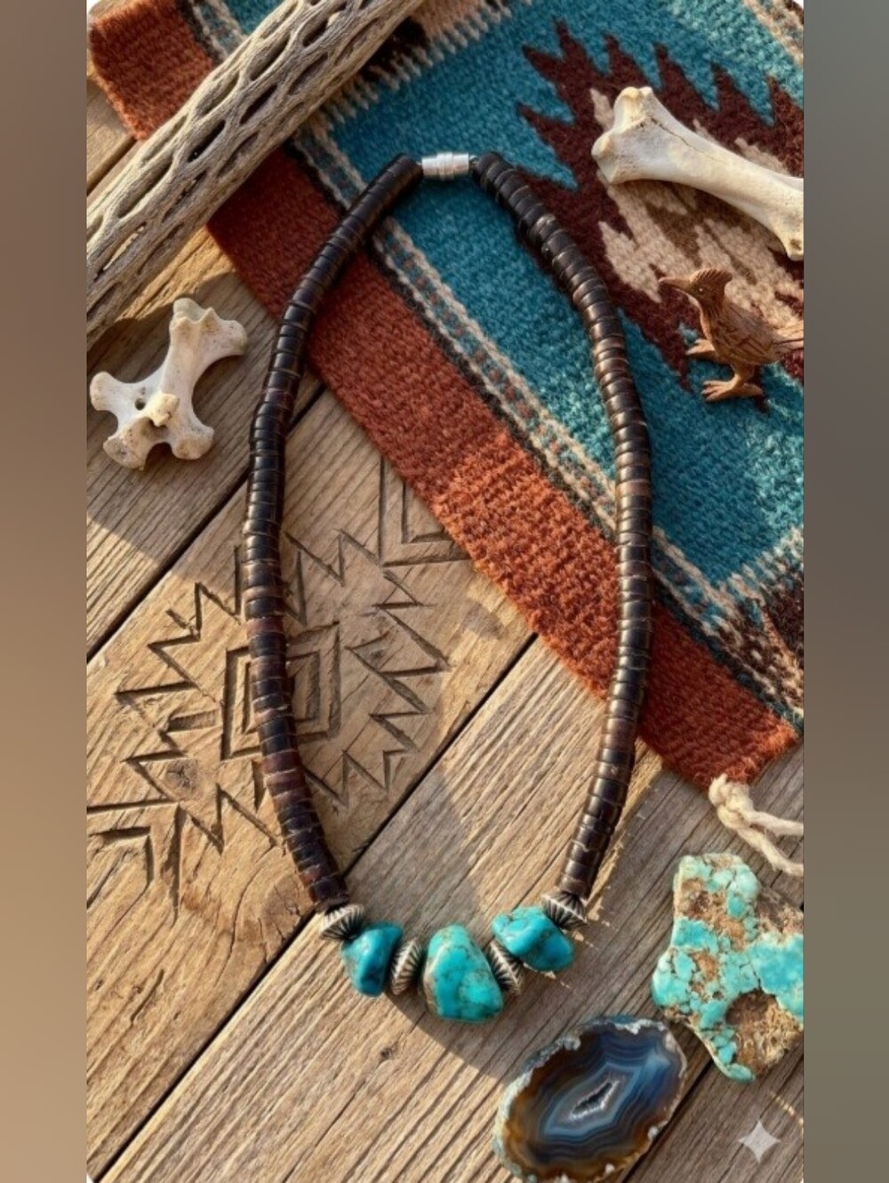 Hand Crafted Kewa / Santo Domingo Turquoise Heishi Bead Necklace.